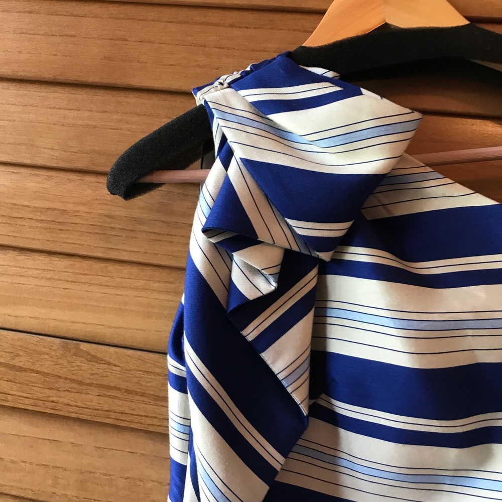NWT!! Satin Striped Dress with Bow on One Shoulder